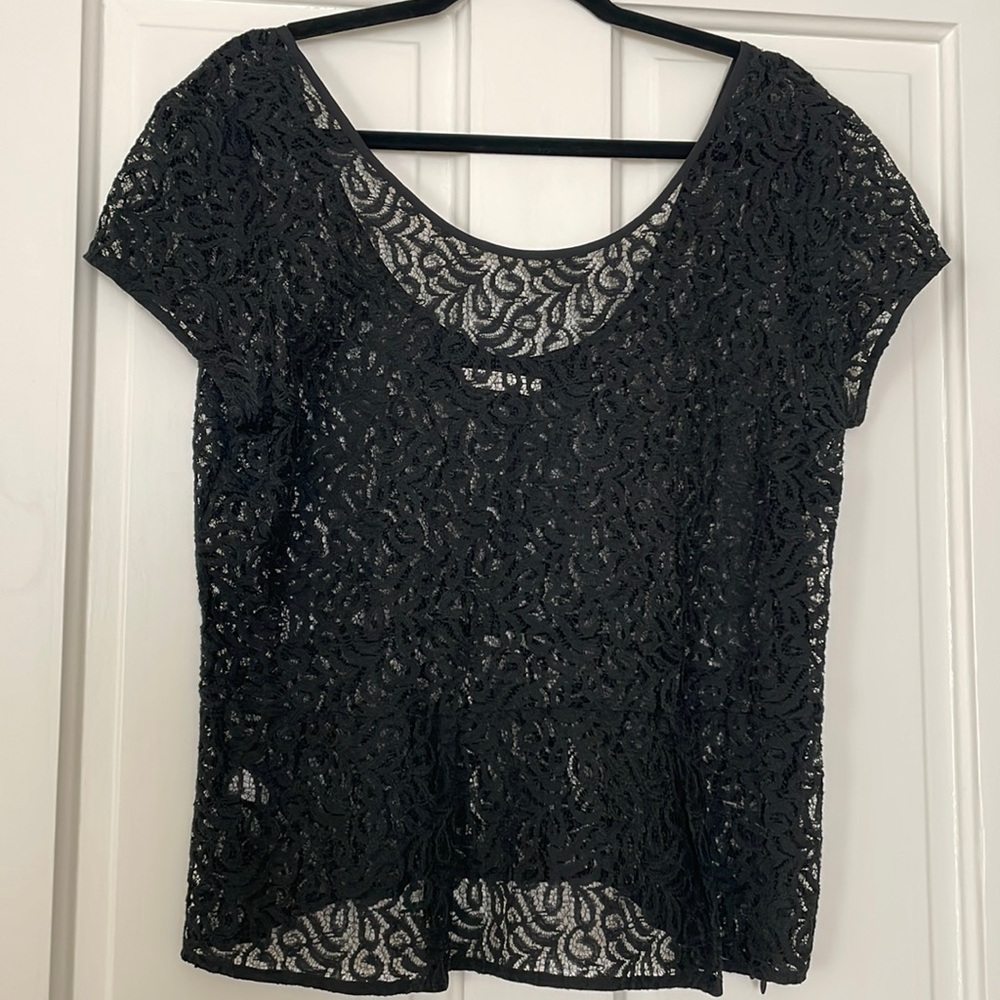Hinge Women Black Lace Top
